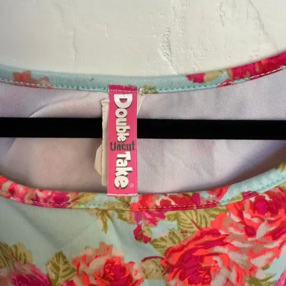 Double Take Women's Y2K Blue Pink Rose Tube Sleeveless Dress Plus Size 3x - Picture 7 of 7